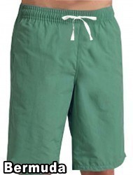 Stretchable fabric bermuda no pocket elasticated twill drawstring (white) inseam is 11 inches. (35% Cotton, 60% Polyester, 5% Spandex)
