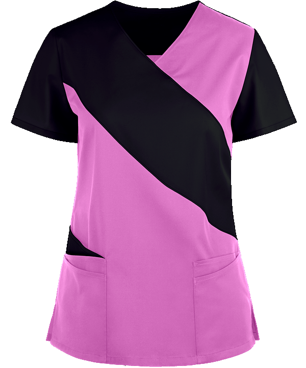 Stretchable Cut N Sew style v-neck style 5 pocket top half sleeve in 35% Cotton 63% Polyester 2% Spandex