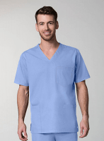 Poplin Top v neck 3 pockets half sleeve unisex in 65% polyester, 35% cotton fabric