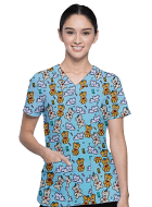 Baby Snuggle Buddies Printed Top V Neck 2 Pocket Half Sleeve in Interlock Stretch Fabric 100% polyester