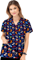Dog Print Scrub Set 4 Pockets Ladies Half Sleeves (2 Pockets Top and 2 Pockets Pant)
