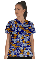 Summer Mint Leave Print Scrub Set 4 Pockets Ladies Half Sleeves (2 Pockets Top and 2 Pockets  Pant)