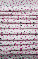 Pink and Black flower Print Loose Fabric Width 64 Inch (65% Polyester & 35 Cotton ) Per Meter