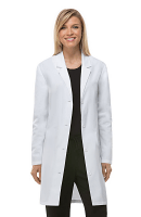 Poplin labcoat ladies full sleeve with plastic buttons without pocket solid pleated (35 perc cotton 65 perc polyester) in 36  38  40 42 lengths