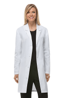 Poplin labcoat ladies full sleeve with plastic buttons without pocket solid (35 perc cotton 65 perc polyester) in 36  38  40 42 lengths