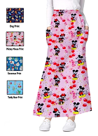 Cargo pockets ladies skirt A Line Full Elastic waistband ladies skirt in Multiple interlock stretch prints