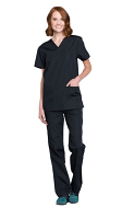 Stretchable Scrub set 4 pocket solid ladies half sleeve (2 pocket top and 2 pocket pant) in 35% Cotton 63% Polyester 2% Spandex