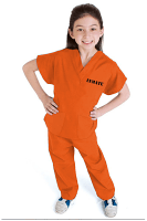 Halloween Dress Up Prisoner Suit 3 pocket half sleeve (top 2 pocket with bottom 1 pocket) with FREE PRINTED TEXT