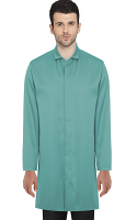 Poplin Unisex Lab Coat, Shirt Collar, No Pockets , Full Sleeves with Snap Buttons, Front with covered snap buttons placket. For Food Processing Industry (65% Polyester, 35% Cotton)