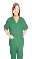 Scrub set 4 pocket solid ladies front open v-neck with snap buttons half sleeve (2 pocket top 2 pocket boot cut pant)