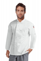 Poplin Men's Full Sleeve Chef Coat With 1 Chest pocket and 1 Sleeve Pocket - Button Front Closure(48 perc cotton 52 perc polyester Light Weight Poplin)