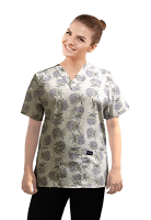 Printed scrub set 4 pocket ladies half sleeve Flower Bouquet Print (2 pocket top and 2 pocket black pant)