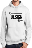 Unisex Customize Round Neck Pullover Hoodie In 2 Pockets With Rib