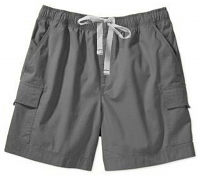 Poplin fabric cargo shorts full elastic waistband 2 side pocket 2 cargo pocket with flap 1 back patch pocket elasticated twill drawstring (white) (inseam is 5 inches) (65% Polyester, 35% Cotton)