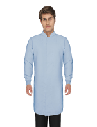 Poplin Unisex Full Sleeve Lab Coat, no pocket, stand up collar with covered snap button and Knit Cuff for Food Processing Industry (65% Polyester, 35% Cotton)