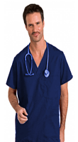 Poplin Scrub set 7 pocket v neck unisex half sleeve (3 pkts top, 4 pkt pant 2 side pockets, 1 back pocket and 1cargo pocket) in 65% Polyester 35% Cotton