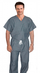 Denim Jogger scrub set 5 pocket normal half sleeve unisex solid (top 3 pockets with  Bottom 2 pockets )