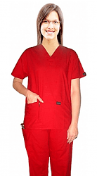 Stretchable Scrub set 5 pocket solid ladies half sleeve (top 2 pocket with 1 pencil pocket and pant 1 cargo pocket & 1 back pocket) in 35% Cotton 63% Polyester 2% Spandex