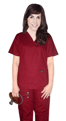 Stretchable Scrub set 5 pocket solid ladies half sleeve (top 2 pocket with 1 pencil pocket and pant with 2 cargo pocket) in 35% Cotton 63% Polyester 2% Spandex