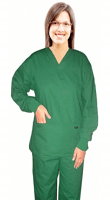 Full sleeve with rib scrub set 4 pocket solid ladies (2 pocket top and 2 pocket pant)