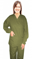 Poplin Top v neck 2 pocket solid full sleeve unisex with Rib in 65% polyester, 35% cotton fabric