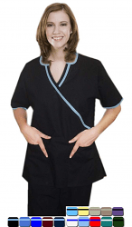 Microfiber Inset V-Neck 4 Pocket Set Half Sleeve (Top 2 Pocket with Bottom 2 Pocket Boot Cut) (100% POLYESTER) 