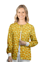 Yellow Petal Print Jacket 2 Pockets Unisex Full Sleeve With Rib