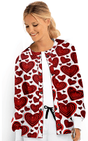 Red hearts Printed Jacket 2 Pockets Unisex Full Sleeve With Rib 