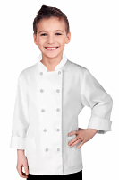 Children's / kids Chef Coat With 1 Chest pocket and 1 Sleeve Pocket Full Sleeve with Plastic Button in poplin fabric