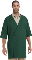 Poplin Unisex Collarless Butcher's Wrap with back tie able, two front pockets or without Pocket, knee length, 3/4 sleeves for Food Industry