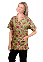 Printed scrub set 4 pocket ladies half sleeve Paris print (2 pocket top and 2 pocket black pant)