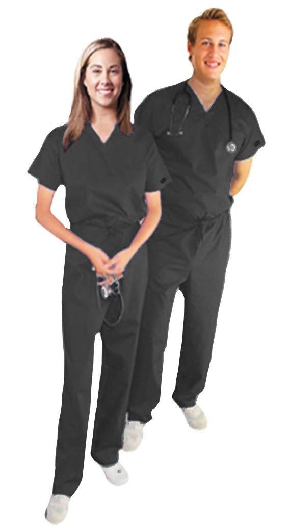 Stretchable Scrub Set 2 Pocket Normal Unisex Solid Half Sleeve (Top 1 Pocket with Bottom 1 Pocket) in 35% Cotton 60% Polyester 5% Spandex