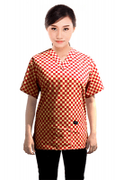 Printed scrub set 4 pocket ladies half sleeve Red Square Print (2 pocket top and 2 pocket black pant)