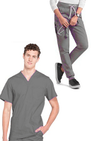 Microfiber Stretch Unisex Jogger Scrub Set 9 Pockets Half Sleeves, Top 3 Pockets(1 Chest Pocket, 2 Lower Pockets), Jogger Pant 6 Pockets(2 Side Pockets, 2 Back Pockets, 2 Cargo Pockets) (97% Polyester 3% Spandex) with Half Elastic Waistband, Matching Draw