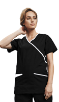 Micorfiber Scrub set mock wrap 5 pocket solid half sleeve (top 3 pocket with bottom 2 pocket boot cut) (100% POLYESTER) 