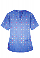 Printed scrub set 4 pocket ladies half sleeve Shapes Print (2 pocket top and 2 pocket black pant)