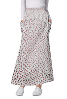 Cargo pockets ladies skirt A  Line Full Elastic waistband ladies skirt in Red and Black flower Print