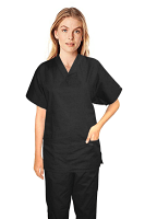 Microfiber Scrub set 3 pocket normal ladies solid half sleeve (2 pocket top, 1 pocket pant with drawstring, non-elasticated waistband) (100% POLYESTER) 