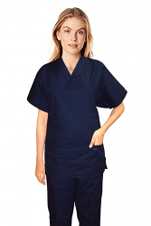 Stretchable Scrub set 3 pocket normal ladies solid half sleeve (2 pocket top 1 pocket pant) in 35% Cotton 63% Polyester 2% Spandex