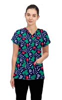 Scrub Life Print Scrub Set 4 Pockets Ladies Half Sleeves Ladies (2 Pockets Top and 2 Pockets Pant)