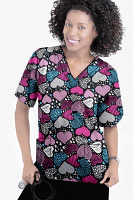 Magical Hearts Print Scrub Set 4 Pockets Ladies Half Sleeves (2 Pockets Top and 2 Pockets Pant)