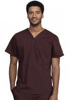 Top v neck 1 pocket solid half sleeve unisex