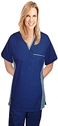 Set unisex 4 pocket v-neck matching style solid half sleeve (top 1 pocket with bottom 3 pocket) in 65% Polyester 35% Cotton