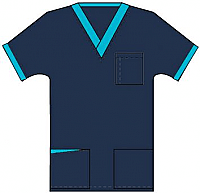 Top v neck 3 pocket half sleeve unisex with 1 pencil pocket at front pocket contrast at pocket style