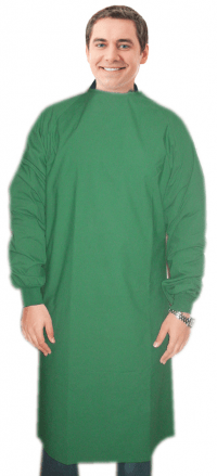 Poplin Fabric New Doctor gown in full sleeve with rib Back-open tie-able in Cut N Sew Style  (65% Polyester, 35% Cotton)