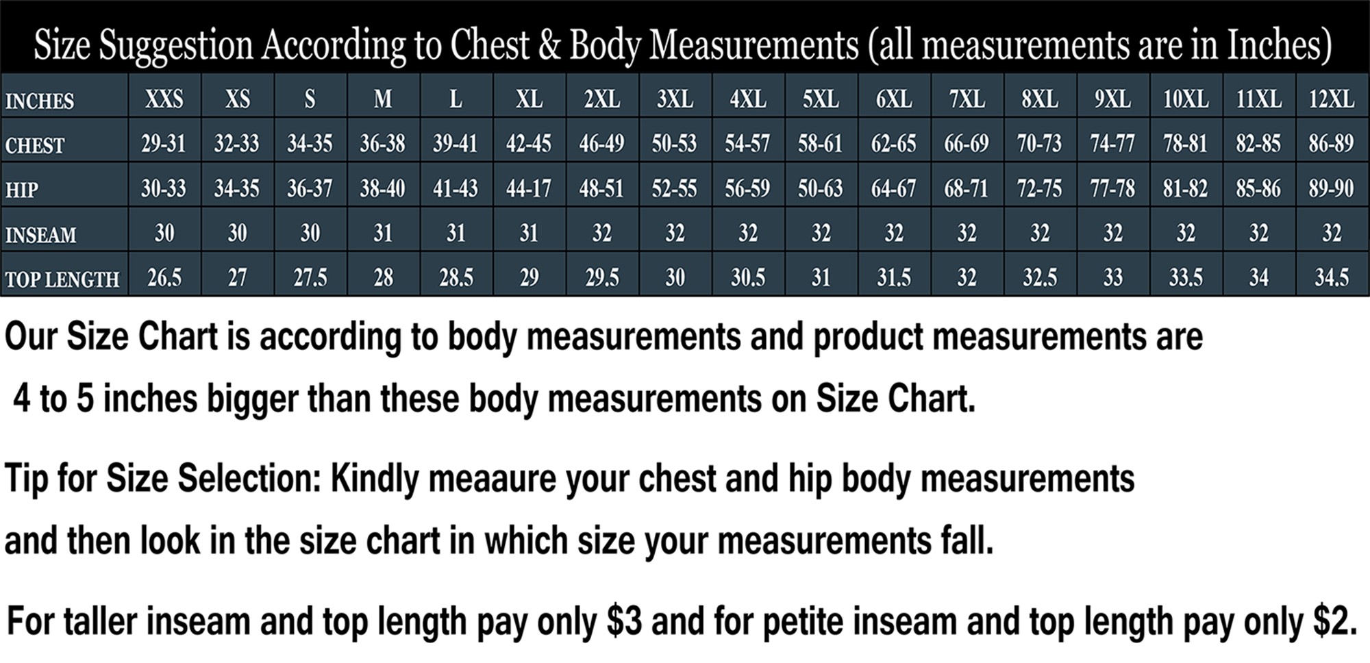 size chart