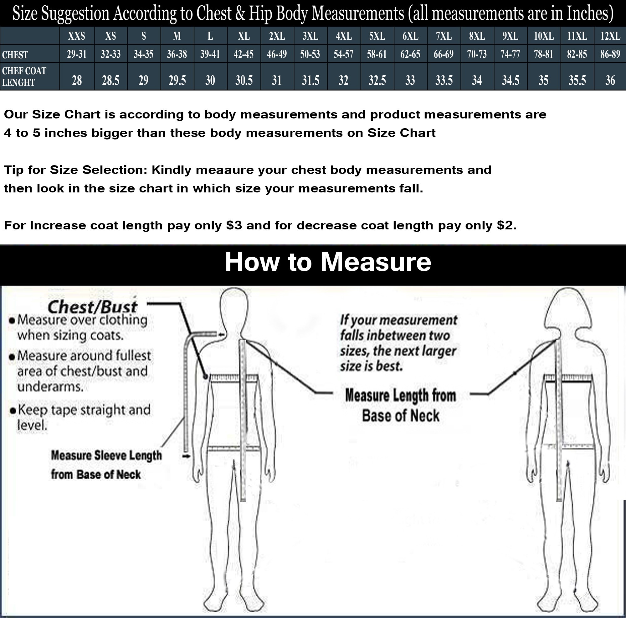 Chef coat measurements